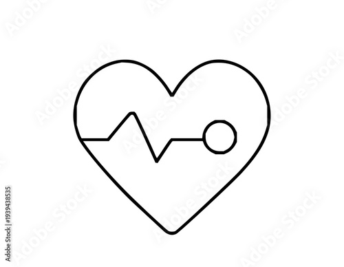 Vector illustration of a stylized heart containing a lively pulse line, perfect for conveying concepts of health, vitality, medical monitoring, and cardiovascular well-being