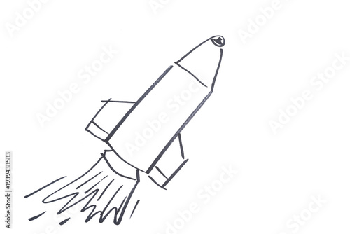 a missile in flight drawn with a black marker