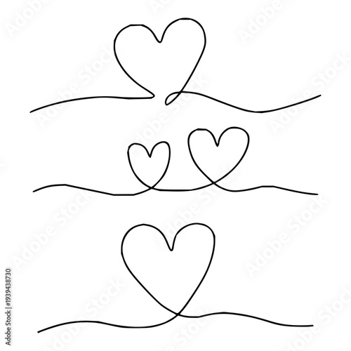 Minimalist line art illustrations of hearts symbolizing love and connection, perfect for romance and Valentine's Day designs