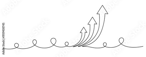 Abstract line art with upward arrows indicating growth and progress. No editable stroke