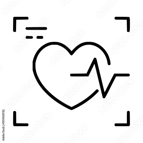 Sleek vector icon symbolizing digital heart health monitoring, vital sign tracking, and overall cardiovascular wellness within a modern scan interface