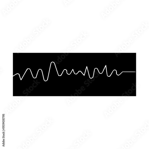 Dynamic visual of a fluctuating waveform, symbolizing audio frequencies, heartbeat, or data transmission, presented in a clean, graphic style, ideal for modern design projects