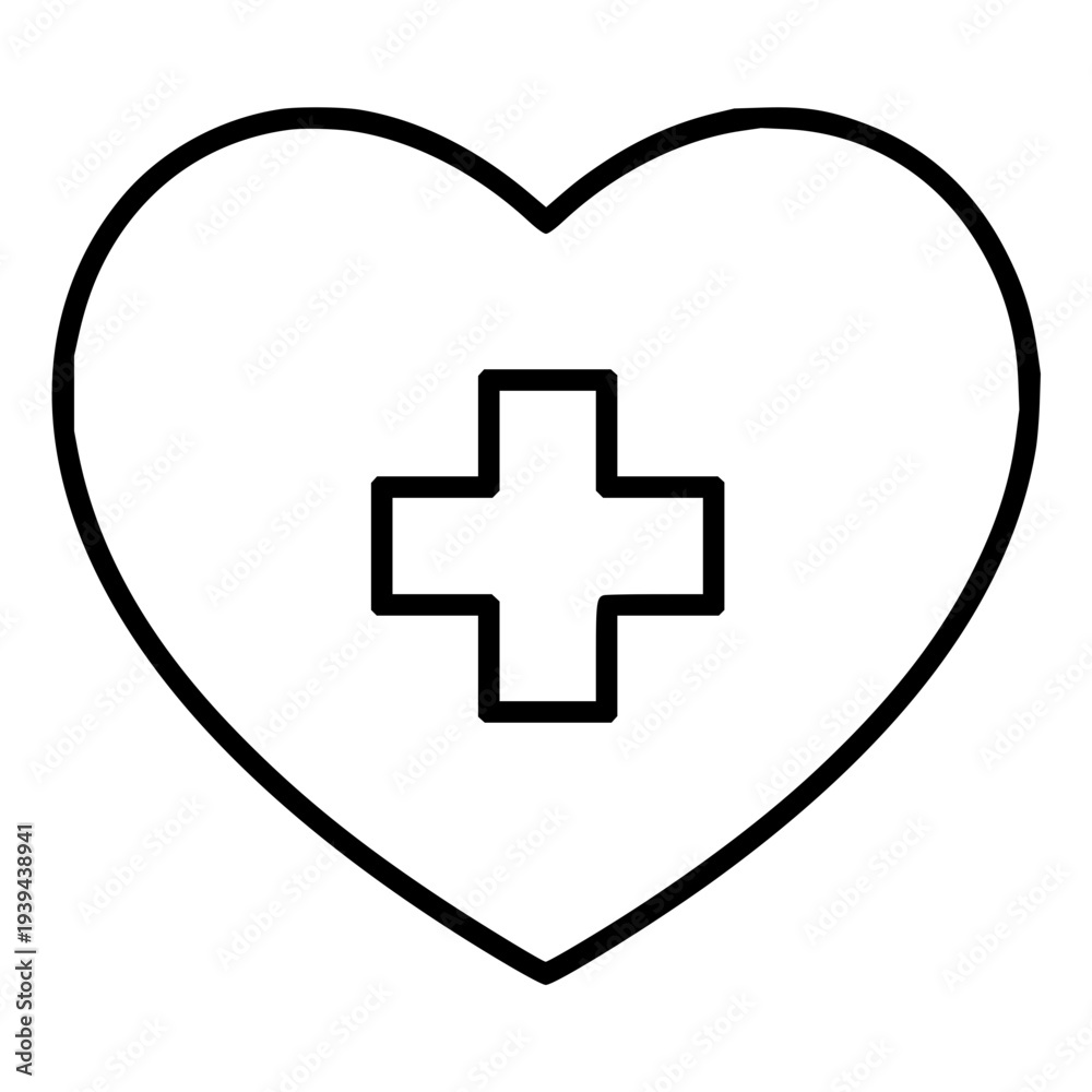 Obraz premium Vector illustration of a heart with a medical cross, symbolizing health, wellness, and care, perfect for healthcare and medical themes