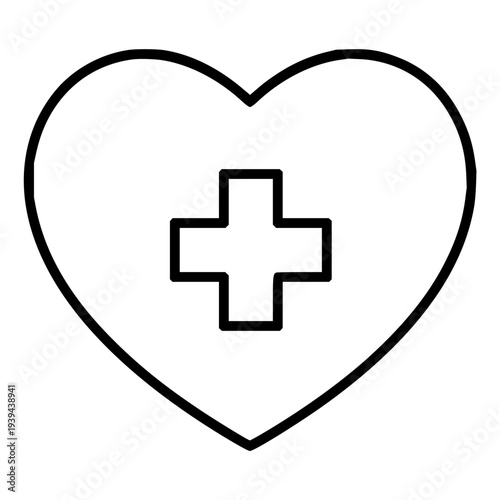 Vector illustration of a heart with a medical cross, symbolizing health, wellness, and care, perfect for healthcare and medical themes