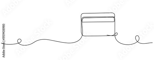 Continuous line drawing of credit card design on white background. No editable stroke