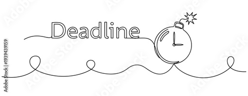Creative minimalist deadline concept with bomb-shaped clock. No editable stroke