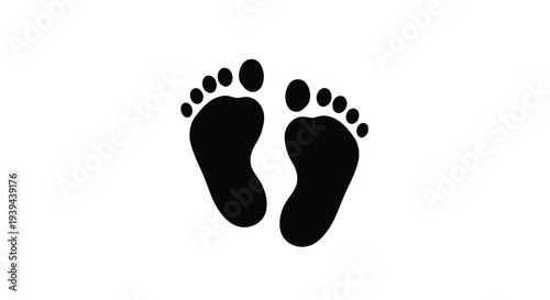 Baby footprints depicted in a stark contrasting black silhouette
