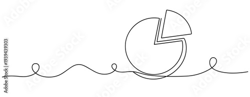 Minimalistic continuous line art of a chart and line integration on white background. No editable stroke