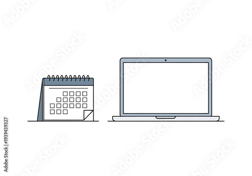 Digital Planning and Scheduling Using Modern Laptop and Desktop Calendar Concept for Business and Organization