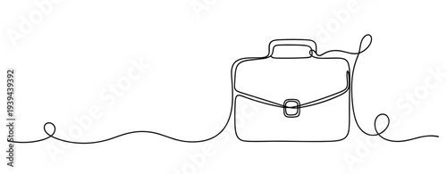 Continuous line art of a briefcase and mouse connection. No editable stroke