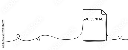 Minimalist line art of an accounting book on blank background. No editable stroke