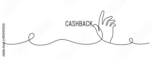 Minimalist line art of hands with cashback text in simple style. No editable stroke