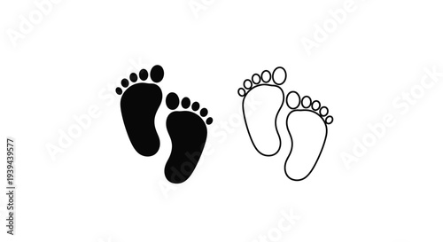 Baby footprints one dark and one light presented as a graphic silhouette