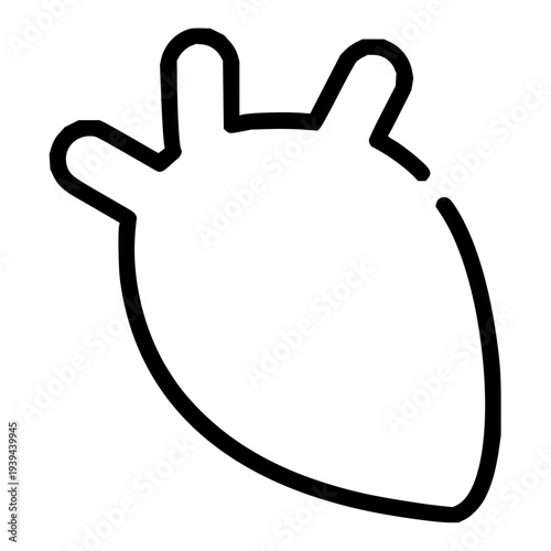 Minimalist human heart outline icon representing health, cardiology, and love in a clean, modern vector graphic design element, perfect for various digital and print applications