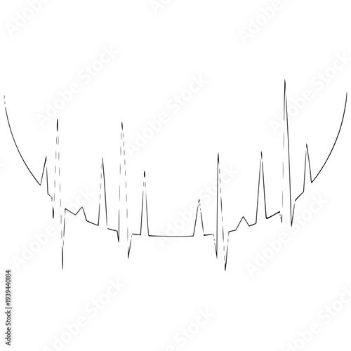 Abstract and rhythmic line art illustration representing a dynamic heartbeat pulse, symbolizing health, vitality, and medical science through a clean, minimalistic graphic design concept