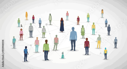 Diverse Group of People Connected in a Network, Representing Community and Social Connection