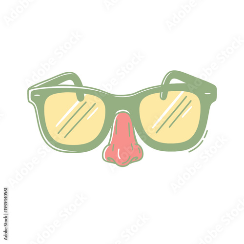Cartoon Sunglasses with Nose Illustration.