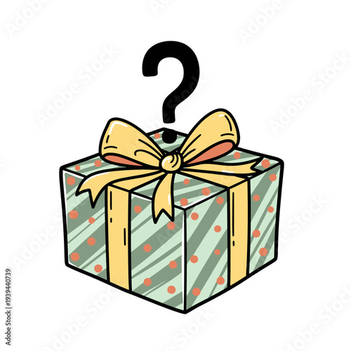 Mystery Gift Box with Question Mark.