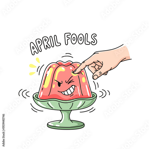 Cartoon Jello Dessert with Smiling Face.