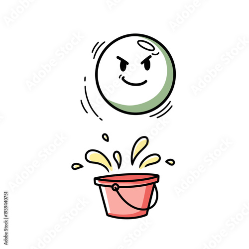 Angry Cartoon Water Bucket Splash.