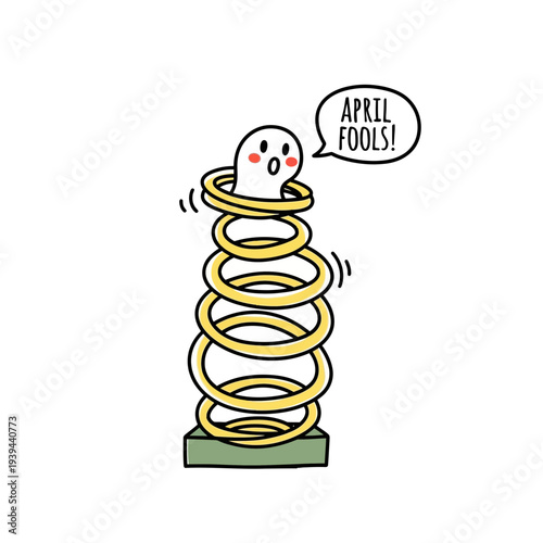 Cartoon Ghost Springing from Box.