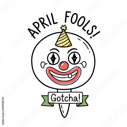 Cartoon Clown Face April Fools.