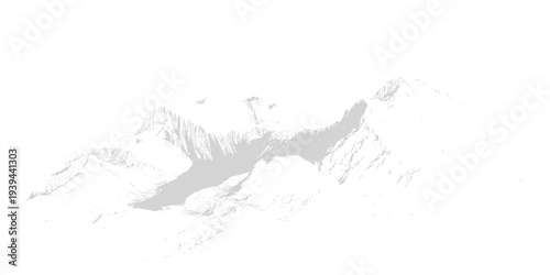 Minimalist light gray 3D topographical mountain landscape background with contour lines and high key atmosphere