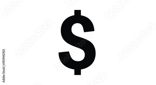 A simple bold dollar sign graphic in stark black silhouette
