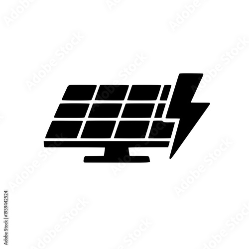 Renewable Solar Energy Power Panel Silhouette Icon