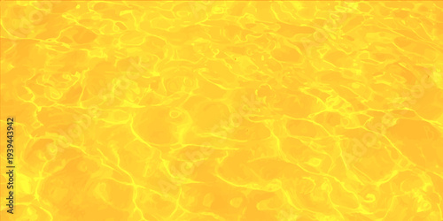 Golden yellow water ripple background with sun caustics, abstract liquid gold surface texture, glowing pool light
