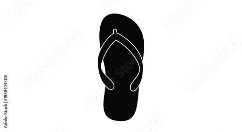 A simple black flip flop design against a white background silhouette