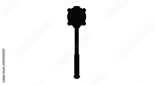 A black silhouette of a medieval flail simple and dramatic silhouette