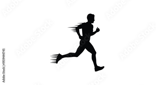 A dynamic runner in motion captured as a striking black silhouette