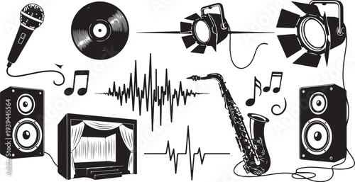 Music equipment and instruments for sound and performance setup