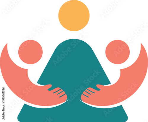 Family Care Support Illustration, Parents Holding Child Symbol Vector for Parenting, Child Protection, Family Love, Community Care and Healthcare Support Concept Design