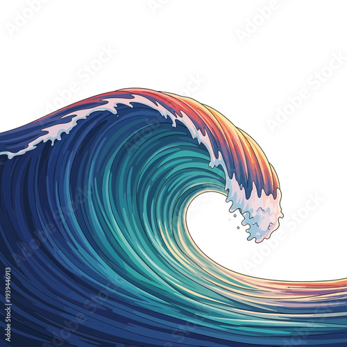 Wave Crashing on Shore in Blue Ocean with Scenic Horizon