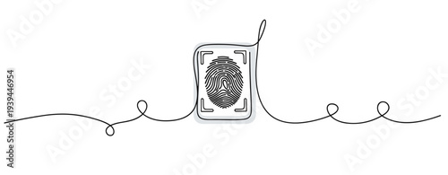 Fingerprint scanning authentication on biometric scanner panel. no editable stroke