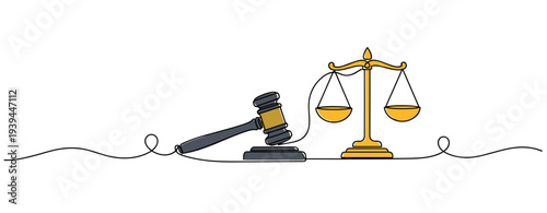 Gavel and scales of justice placed on white background. no editable stroke