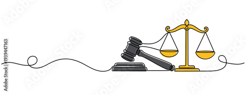 Gavel and scales of justice placed on white background. no editable stroke