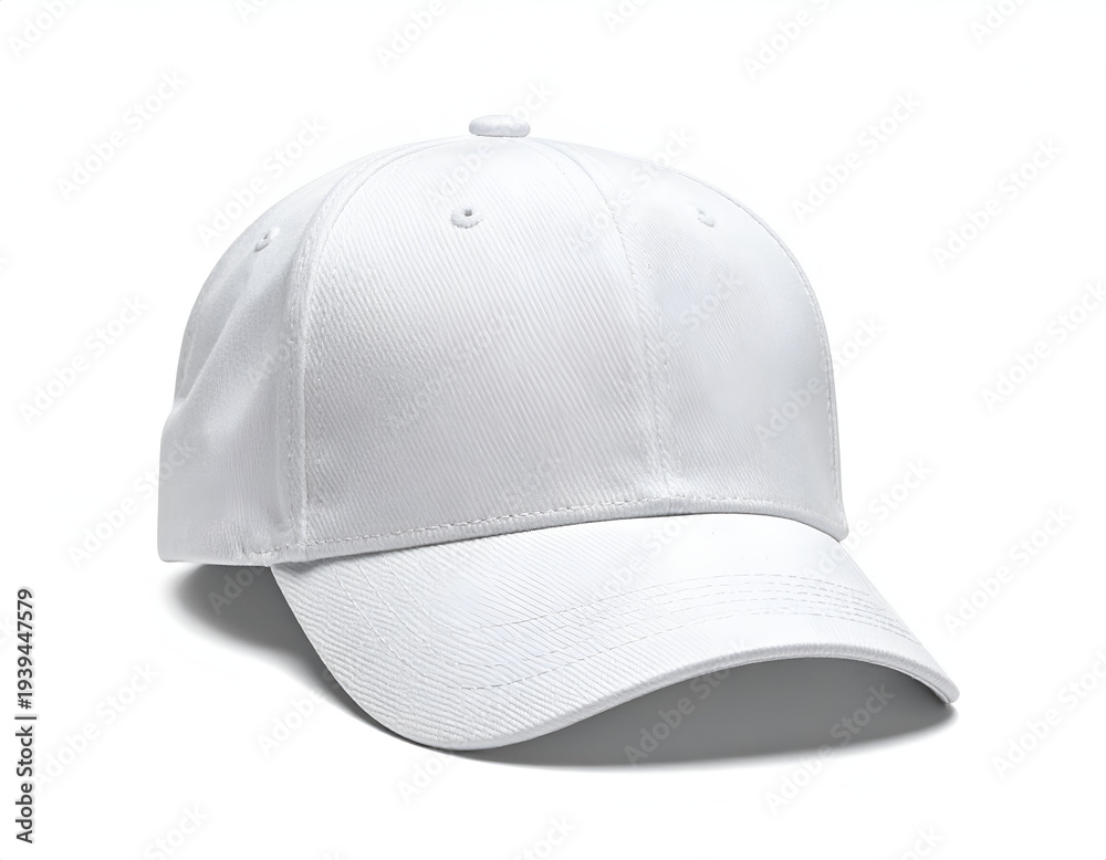 Fototapeta premium A crisp, clean, plain white baseball cap on a white background