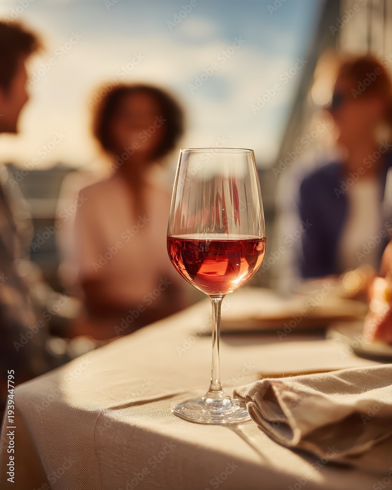 Obraz premium Restaurant Table With Wine Glasses And Guests