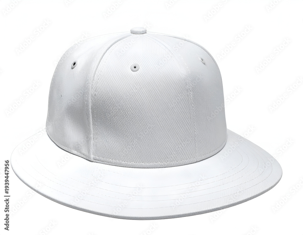 Fototapeta premium White flat brim cap with eyelets