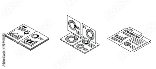 Business reports with charts and performance dashboards on desk