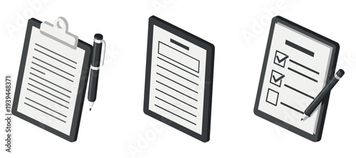 Checklist forms displayed with pen on white surface