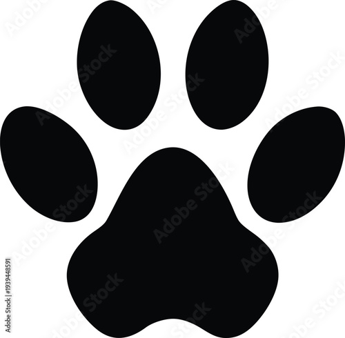 Simple animal paw print silhouette icon pet foot print symbol