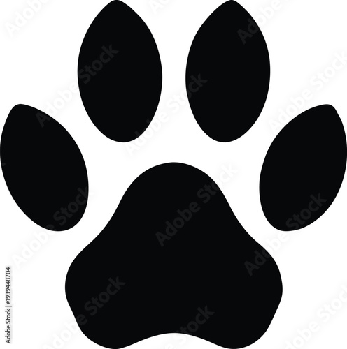 Simple animal paw print silhouette icon pet foot print symbol