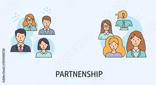 Diverse Business Partnership Team Illustration Concept.