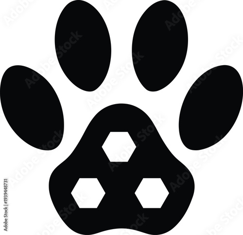 Simple animal paw print silhouette icon pet foot print symbol