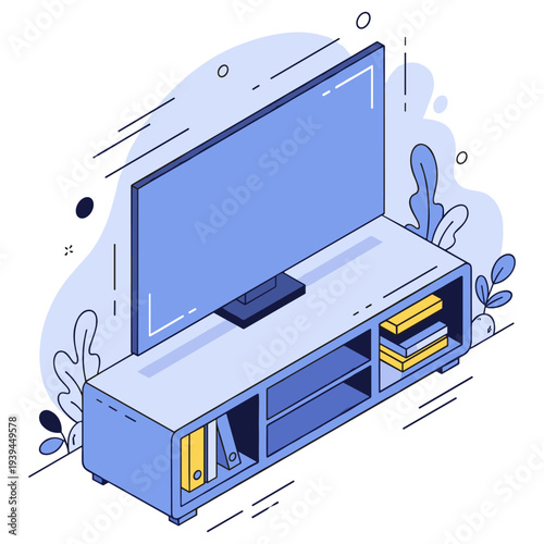 Modern entertainment center with flat screen tv and minimalistic design elements