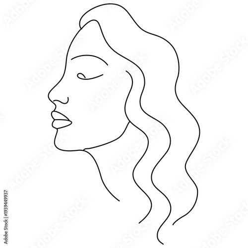 Woman portrait profile face side view line art minimalist vector illustration